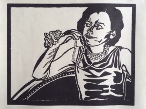 "A Dull Moment," 2008 woodcut